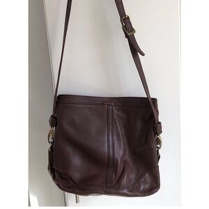 Vintage Maroon Burgundy Genuine Leather Crossbody Shoulder Bag Buttery Soft!